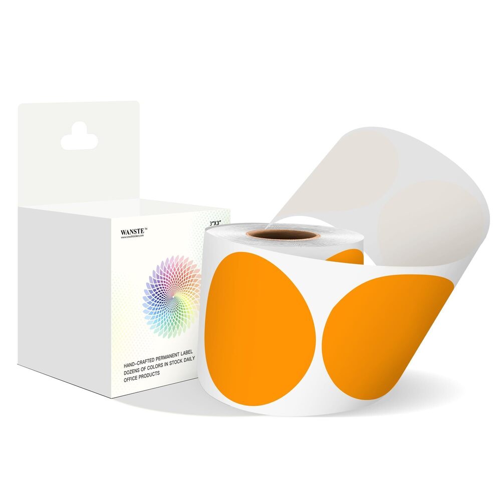 4725 3 Inch Orange Color Code Dot Stickers,500 PCS Round Labels Stickers in